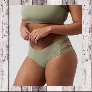 ATHLETA PALM BOYSHORT CUTOUT SIDES EUCALYPTUS OLIVE GREEN BIKINI BOTTOM NWT